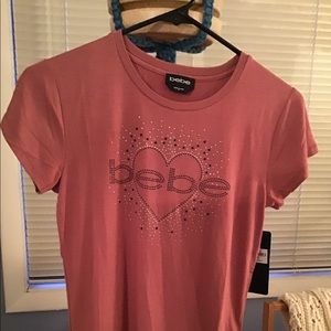 Bebe shirt pink rhinestone logo